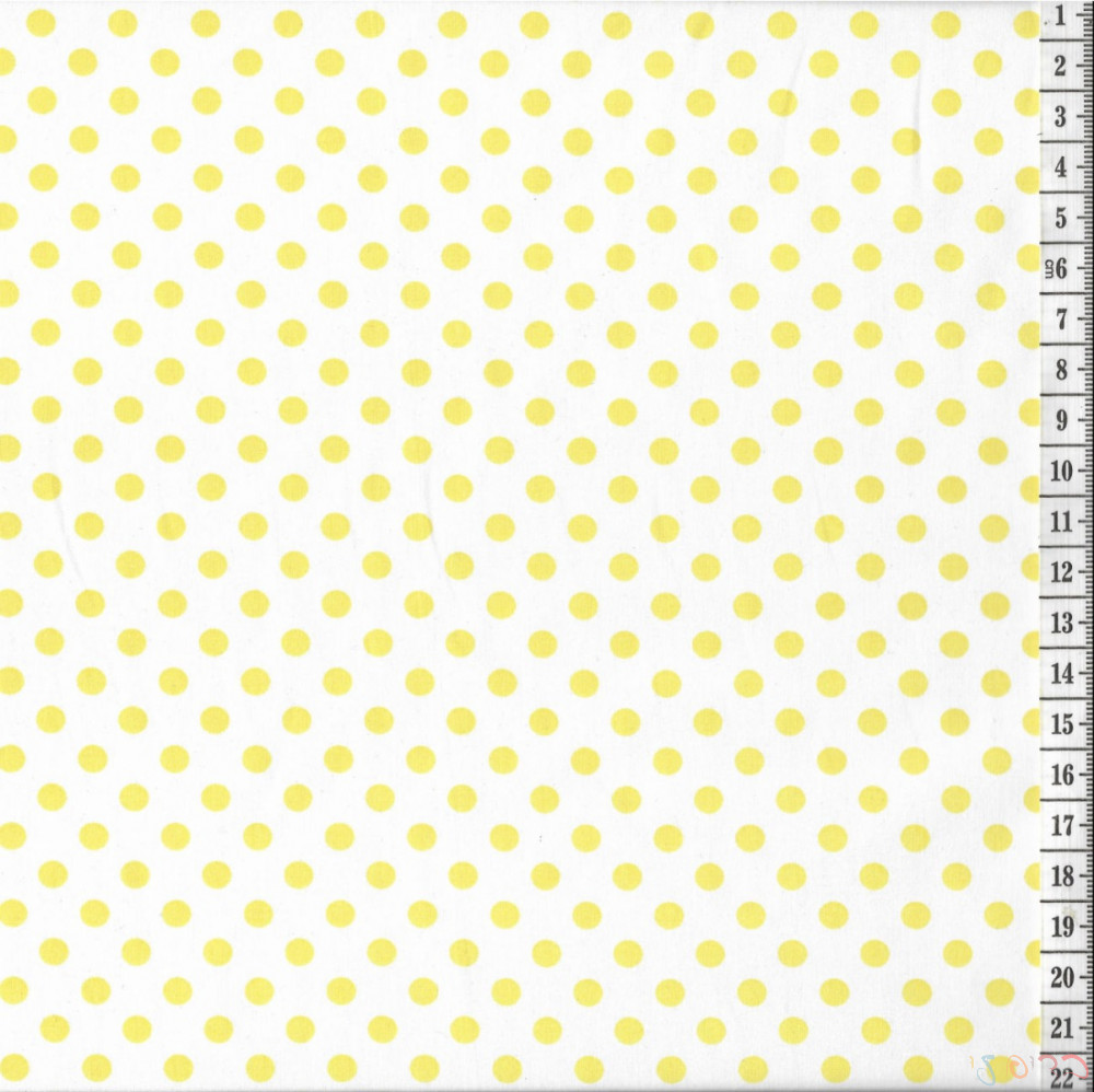 בד כותנה (פרקל) נקודות צהובות - רוחב 2.85 מ'